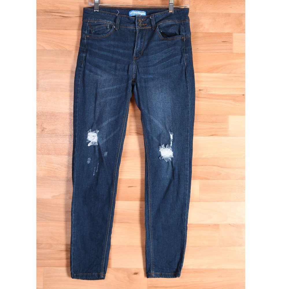 Wax Distressed Skinny Jeans "Get Your Rayon" Butt I Love You" size 7